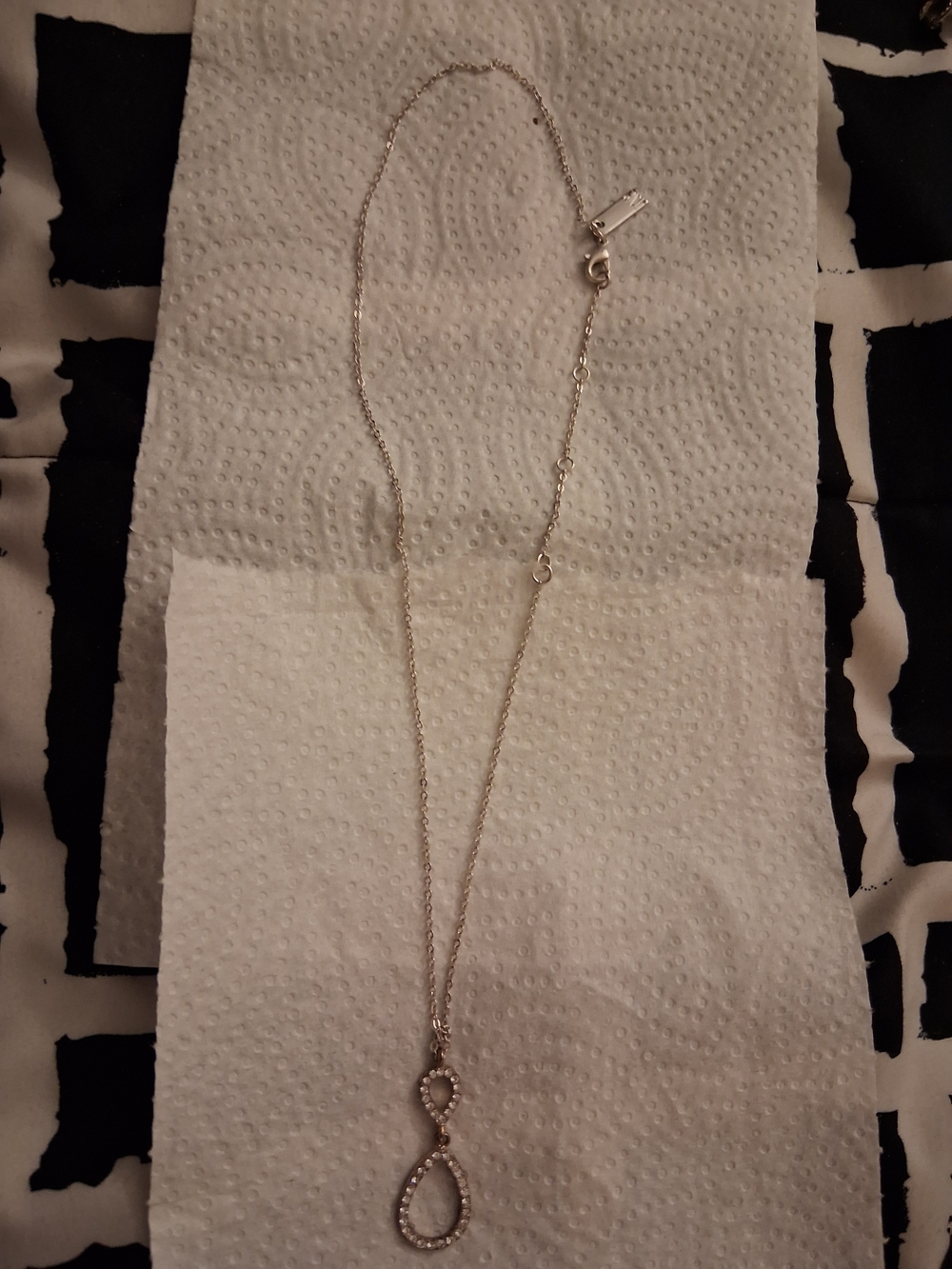 Dainty Silver Infinity Teardrop Necklace with Pavé Stones